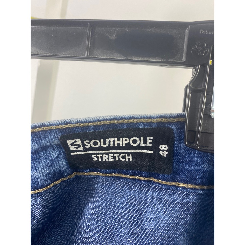 Southpole Mens Size 48 Distressed Moto Stretch Jeans Acid Wash Blue Streetwear - Picture 2 of 3